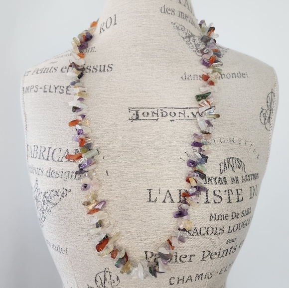 70s polished gemstone necklace - Picture 1 of 5
